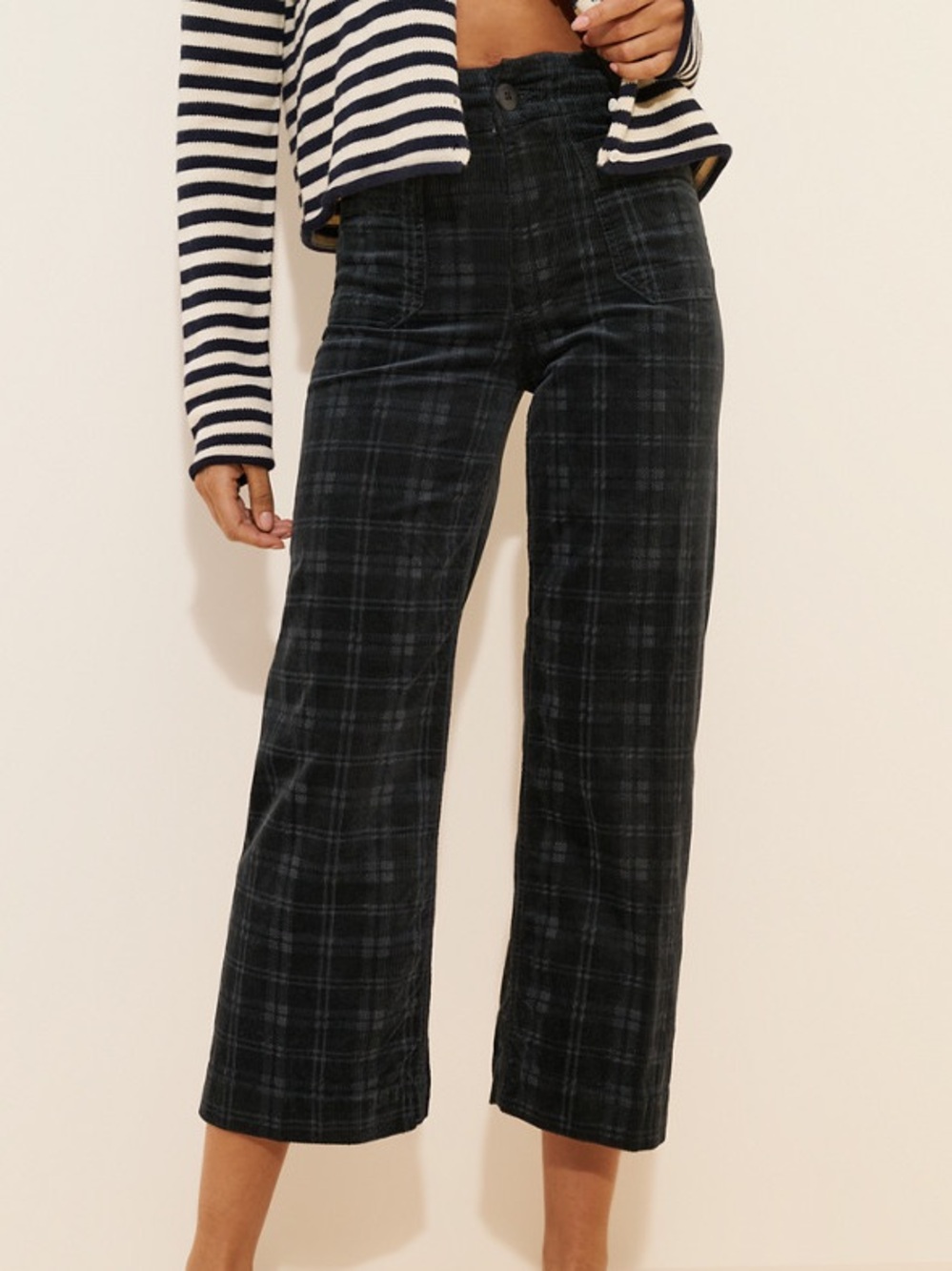 Maeve The Colette Cropped Wide-Leg Pants Plaid Corduroy Edition 26